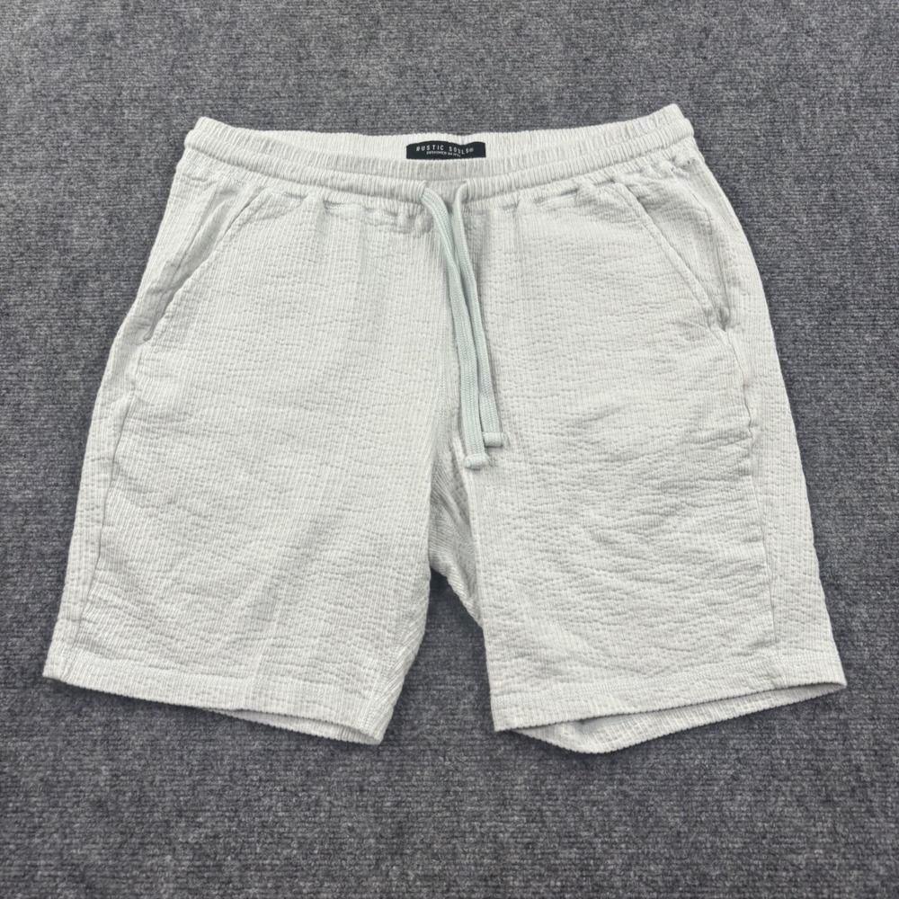 Rustic Souls Shorts XL Light Gray Textured Seersucker Drawstring Mens